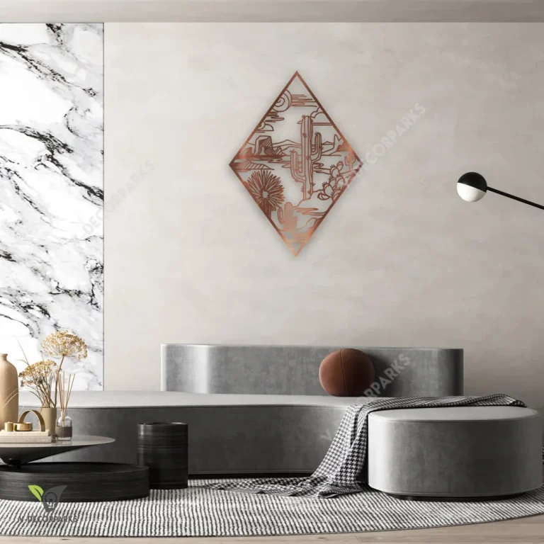 Arizona, Texas Desert Rhombus Metal Wall Art, American Western Home Decor