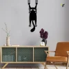 Funny Black Cat Falling Metal Wall Art With Led Lights, Cat Lover Metal Art Wall Decor