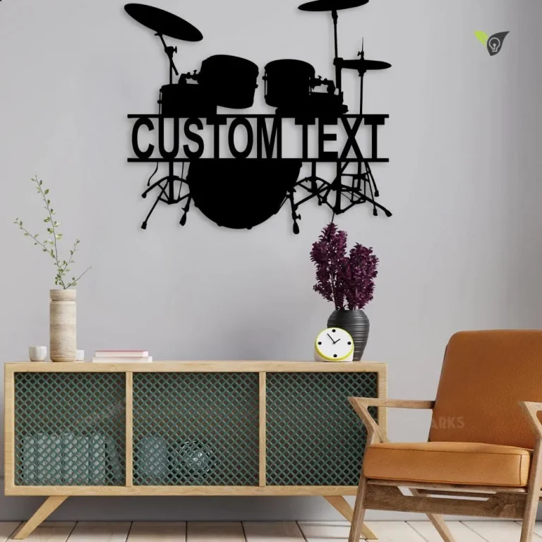 Custom Drum Set Metal Wall Art With Led Lights, Drum Set Drummer Instrument Rock Music Band Concert Sound Kit, Drum Lover Gift