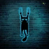 Funny Black Cat Falling Metal Wall Art With Led Lights, Cat Lover Metal Art Wall Decor
