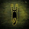 Funny Black Cat Falling Metal Wall Art With Led Lights, Cat Lover Metal Art Wall Decor