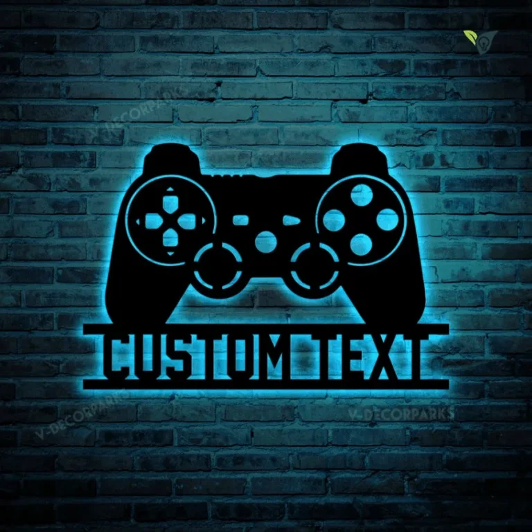 Custom Name Game Controller Metal Sign With Led Light, Gamer Gift, Video Game Sign Wall Decor, Game Room Decor, Game Zone