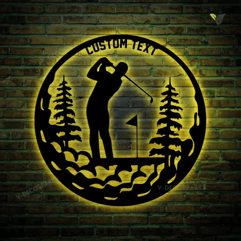 Custom Metal Golf Sign With Led Lights, Golf Sign, Golf Gifts For Men, Personalized Golf Sign, Golf Mancave Sign, Golfer Gift