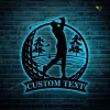 Custom Golfing Metal Wall Art Led Lights, Personalized Golfer Name Sign Home Decor, Golf Club Decoration