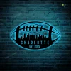 Custom Football Team City Silhouette Metal Wall Art With Led Lights, Personalized Name Football Player Metal Sign, Kid Room Decor