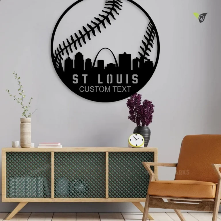 Custom St Louis Baseball Metal Wall Art With Led Lights, Softball Monogram Sign, Baseball Name Sign, Birthday Gift