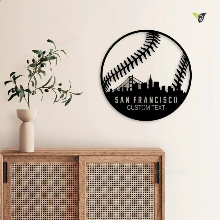 Custom San Francisco Baseball Metal Wall Art With Led Lights, Softball Monogram Sign, Baseball Name Sign, Birthday Gift