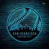 Custom San Francisco Baseball Metal Wall Art With Led Lights, Softball Monogram Sign, Baseball Name Sign, Birthday Gift