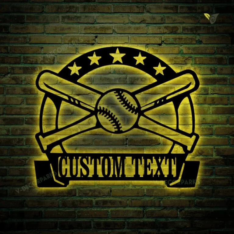 Custom Softball Metal Sign With Led Light, Game Room Decor, Softball Lover, Gift For Her, Wall Decor