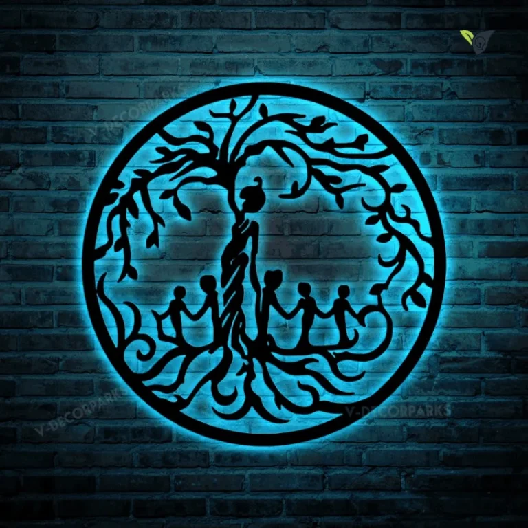 Metal Tree Of Life Sign With Led Lights, Family Roots Sign, Indoor Or Outdoor Metal Sign, Housewarming Gift