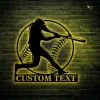 Personalized Baseball Metal Wall Art With Led Lights, Personalized Softball Player Name Sign, Custom Name Kid Nursery Metal Sign