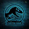 Custom Name Dinosaur Metal Wall Art With Led Lights, Kid Room Decor, T-rex Metal Sign, Nursery Name Sign