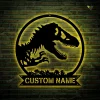 Custom Name Dinosaur Metal Wall Art With Led Lights, Kid Room Decor, T-rex Metal Sign, Nursery Name Sign