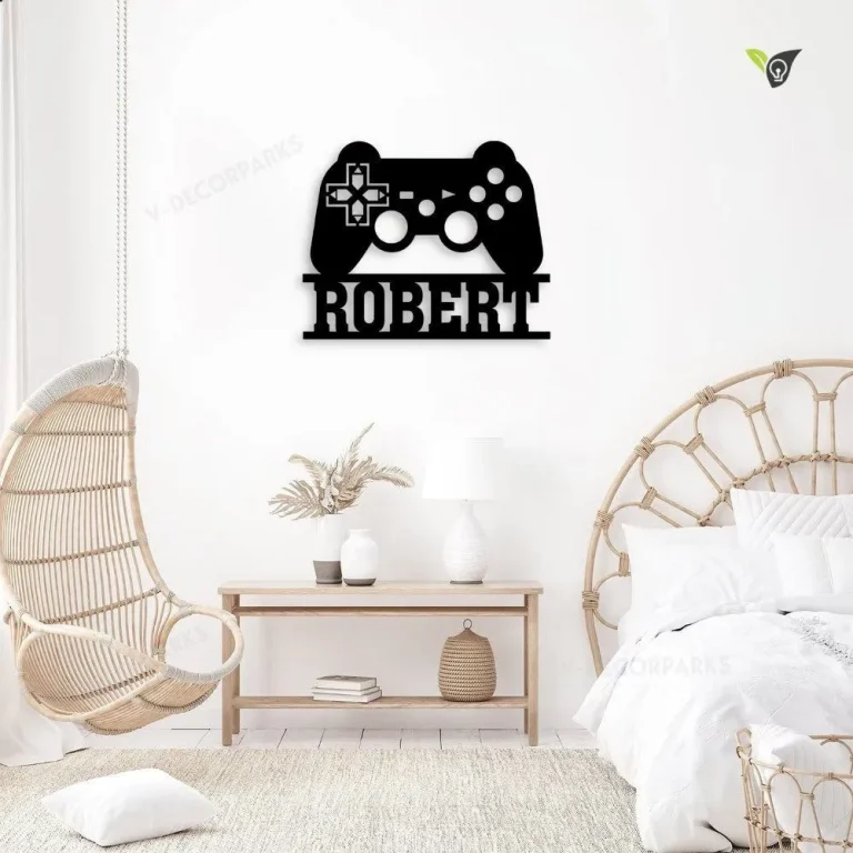 Personalized Gaming Room Metal Sign With Lights, Video Games Home Decor, Controller Metal Sign, Custom Gaming Metal Wall Art