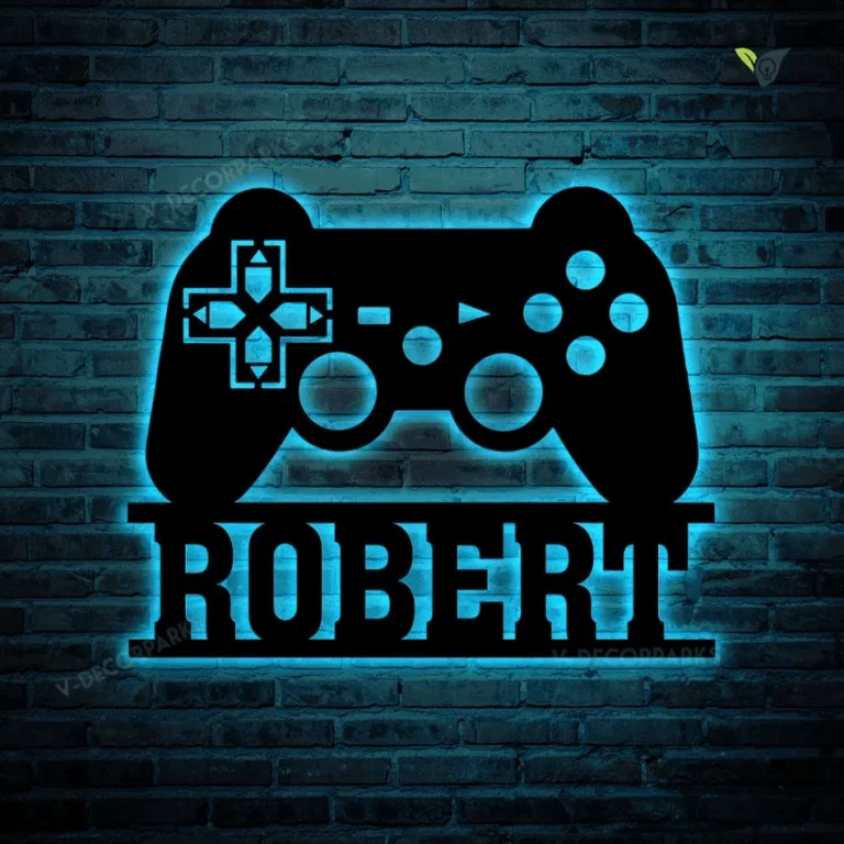 Personalized Gaming Room Metal Sign With Lights, Video Games Home Decor, Controller Metal Sign, Custom Gaming Metal Wall Art