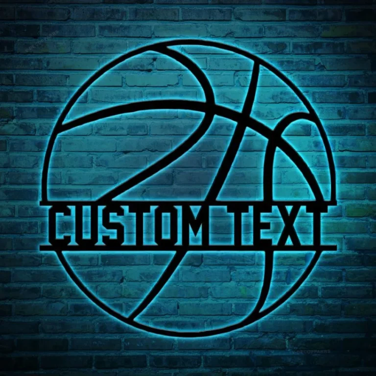 Custom Basketball Metal Wall Art Led Lights, Personalized Basketball Player Metal Art, Basketball Decorative Artwork, Gift For Him