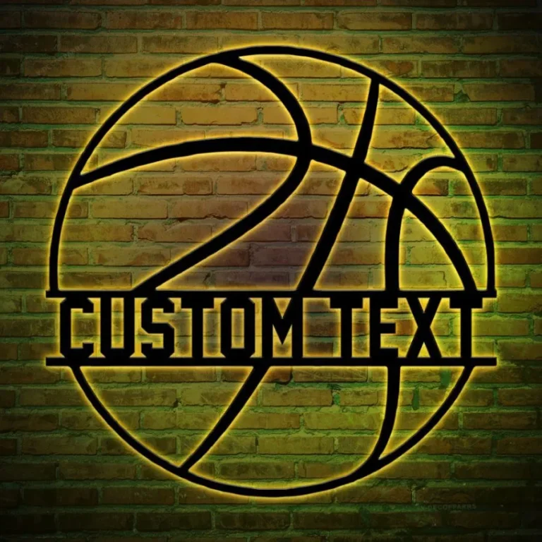 Custom Basketball Metal Wall Art Led Lights, Personalized Basketball Player Metal Art, Basketball Decorative Artwork, Gift For Him