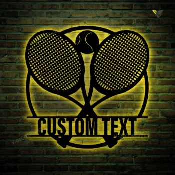 Personalized Tennis Metal Wall Art Led Lights, Customized Tennis Metal Art, Tennis Extra Large Wall Art, Gift For Dad