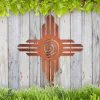 Copper Zia Sun Metal Art, Zia Sun America Native Garden Artwork