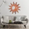 Celestial Sun Moon And Stars Copper Metal Wall Decoration, Sun Moon And Stars Fence Decor