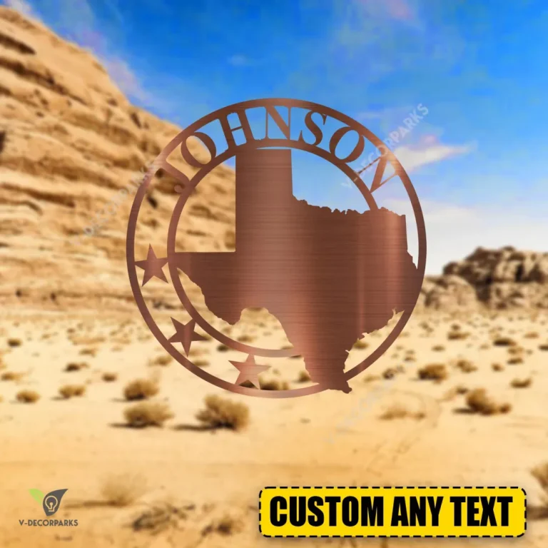 Customized Copper Texas Round Metal Art, Copper Texas Stainless Artwork