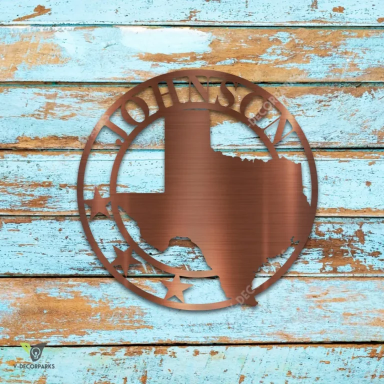 Customized Copper Texas Round Metal Art, Copper Texas Stainless Artwork