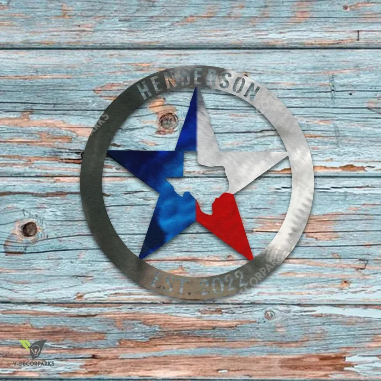 Custom Lone Star And Texas Map Metal Sign, Texas Large Sign