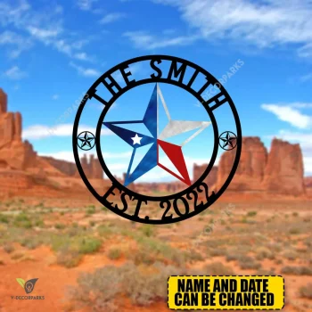 Personalized Texas Lone Star Printed Metal Art, Texas Housewarming Decoration