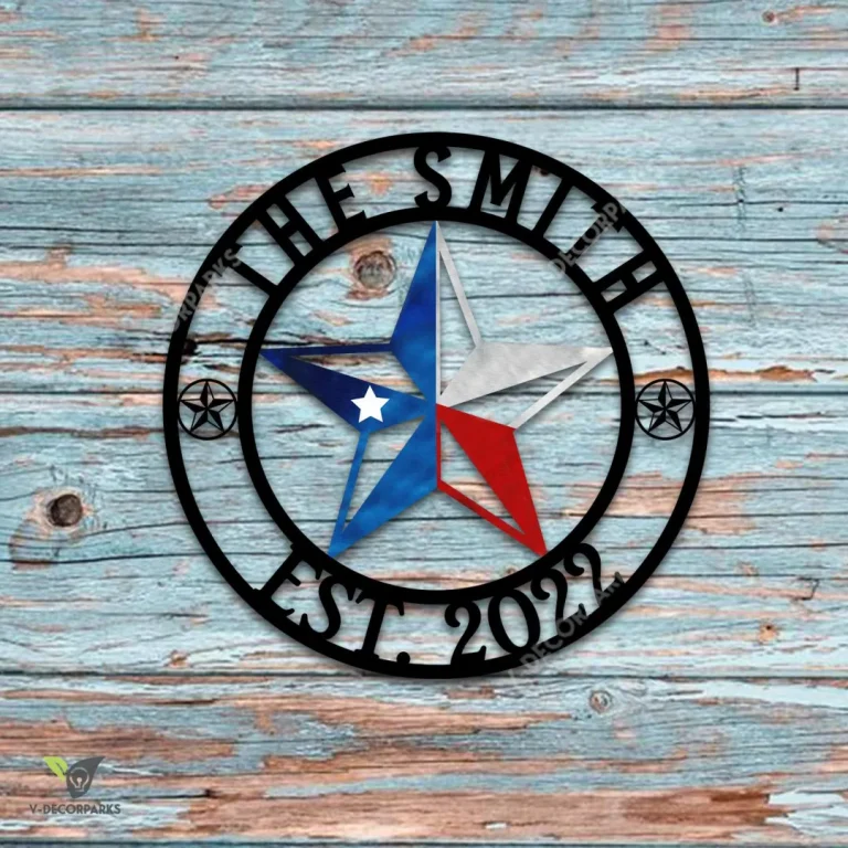 Personalized Texas Lone Star Printed Metal Art, Texas Housewarming Decoration