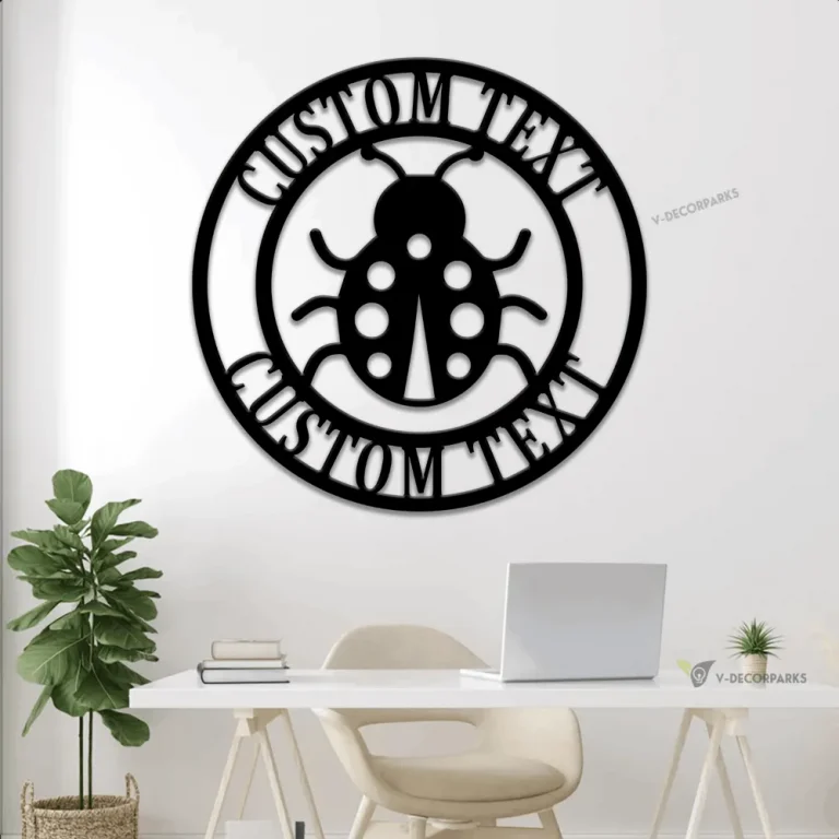 Metal Lady Bug Led Lights, Personalized Lady Bug Art, Custom Metal Sign, Metal Wall Art, Outdoor Metal Sign, House Warming Gift, Lady Bug Address Sign