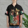 Mexican Rooster Hawaiian Shirts, Sombrero Rooster Summer Beach Shirts, America Mexico Culture Aloha Shirt, Mexican Flag Button Down Short Sleeve Shirt