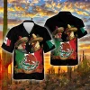 Mexican Rooster Hawaiian Shirts, Sombrero Rooster Summer Beach Shirts, America Mexico Culture Aloha Shirt, Mexican Flag Button Down Short Sleeve Shirt