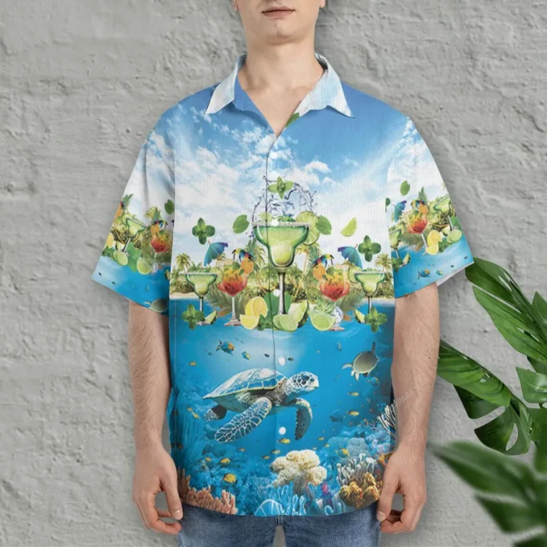 Beach Margarita Hawaiian Shirt For Men Women, Mexican Cocktails Summer Beach Shirts, Aloha Shirts, Tropical Ocean Button Down Short Sleeve Shirts