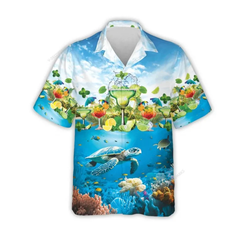 Beach Margarita Hawaiian Shirt For Men Women, Mexican Cocktails Summer Beach Shirts, Aloha Shirts, Tropical Ocean Button Down Short Sleeve Shirts
