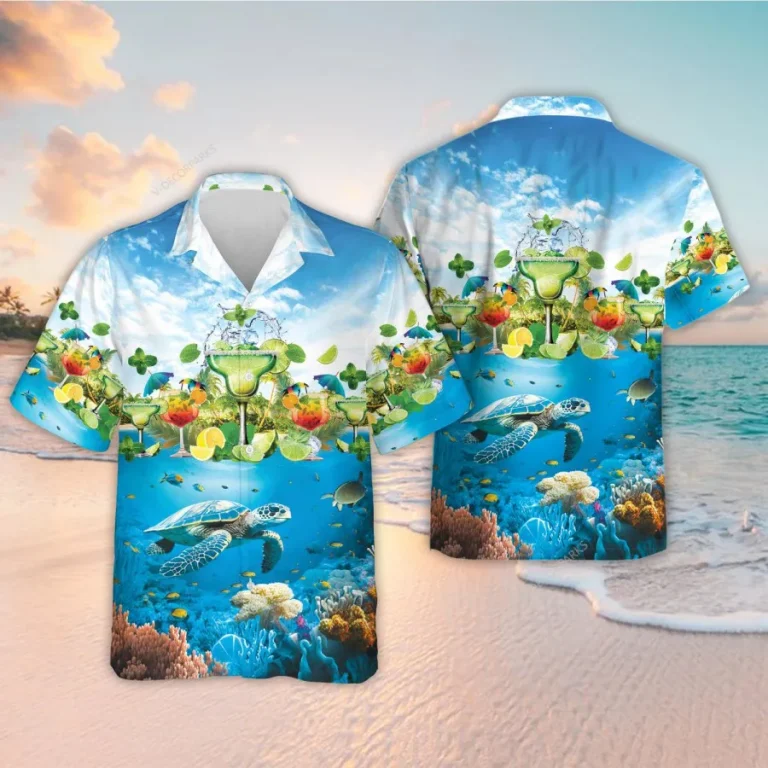 Beach Margarita Hawaiian Shirt For Men Women, Mexican Cocktails Summer Beach Shirts, Aloha Shirts, Tropical Ocean Button Down Short Sleeve Shirts