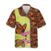 Monarch Butterfly Hawaiian Shirts For Men Women, Tropical Butterfly Summer Beach Shirts, Aloha Shirts, Mexican Culture Button Down Short Sleeve Shirts