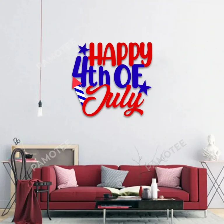 Happy 4th Of July Colored Metal Art, Metallic Accent