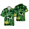 Patricks Day Beer Clover Pattern Shirt, Summer Beach Shirts, Mens Casual Button Down Shirt Short Sleeve Shirts For Men Women, Tropical Cruise Shirt