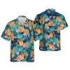 Lions Hawaiian Shirt For Men Women, Tropical Leaves Summer Beach Shirts, Hibiscus Aloha Shirts, Mens Button Down Short Sleeve Shirts, Lion Lovers Gift
