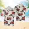 Fire Truck Hawaiian Shirt For Men Women,firefighter Tropical Palm Tree Summer Beach Shirt,firefighter Aloha Shirt, Mens Button Down Short Sleeve Shirt
