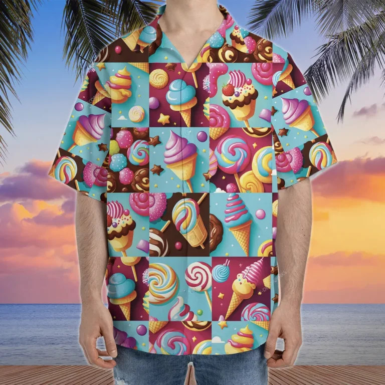 Sweet Cupcakes Hawaiian Shirt, Mens Button Down Shirt, Cruise Shirts, Casual Printed Beach Summer Shirt, Dessert Short Sleeve Shirt For Men Women