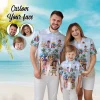 Custom Face Hawaiian Shirts For Men Women, Personalized Family Tropical Summer Beach Shirts, Funny Aloha Shirts, Custom Button Down Shirt Short Sleeve