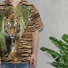 3d Printed Tiger Hawaiian Shirt For Men Women, Tiger Walking Summer Beach Shirts, Tiger Pattern Aloha Shirts, Mens Button Down Short Sleeve Shirts