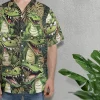 Funny Crocodile Hawaiian Shirt For Men Women, Reptile Animal Printed Casual Short Sleeve Shirt, Tropical Leaves Summer Shirt, Aloha Button Down Shirt