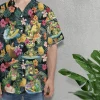 Funny Crocodile Hawaiian Shirts, Aloha Summer Beach Shirt Tropical Fruits Printed Short Sleeve Shirt,tropical Leaves Hibiscus Summer Button Down Shirt