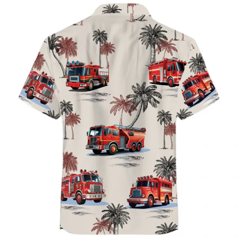 Fire Truck Hawaiian Shirt For Men Women,firefighter Tropical Palm Tree Summer Beach Shirt,firefighter Aloha Shirt, Mens Button Down Short Sleeve Shirt