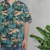 Tropical Crocodile Hawaiian Shirt For Men, Tropical Leaves Pattern Summer Shirt, Crocodile Aloha Beach Shirt, Casual Button Down Shirt Short Sleeve