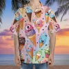 Playful Ice-creams Hawaiian Shirt, Mens Button Down Shirt, Cruise Shirts, Casual Printed Beach Summer Shirt, Dessert Short Sleeve Shirt For Men Women