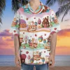 Attractive Dessert Hawaiian Shirt, Mens Button Down Shirt, Cruise Shirt, Casual Printed Beach Summer Shirt, Dessert Short Sleeve Shirt For Men Women