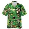 Patrick Skull Drinking Beer Hawaiian Shirt, Mens Casual Button Down Shirts, Skull Summer Beach Shirt, Cruise Shirt, Short Sleeve Shirts For Men Women